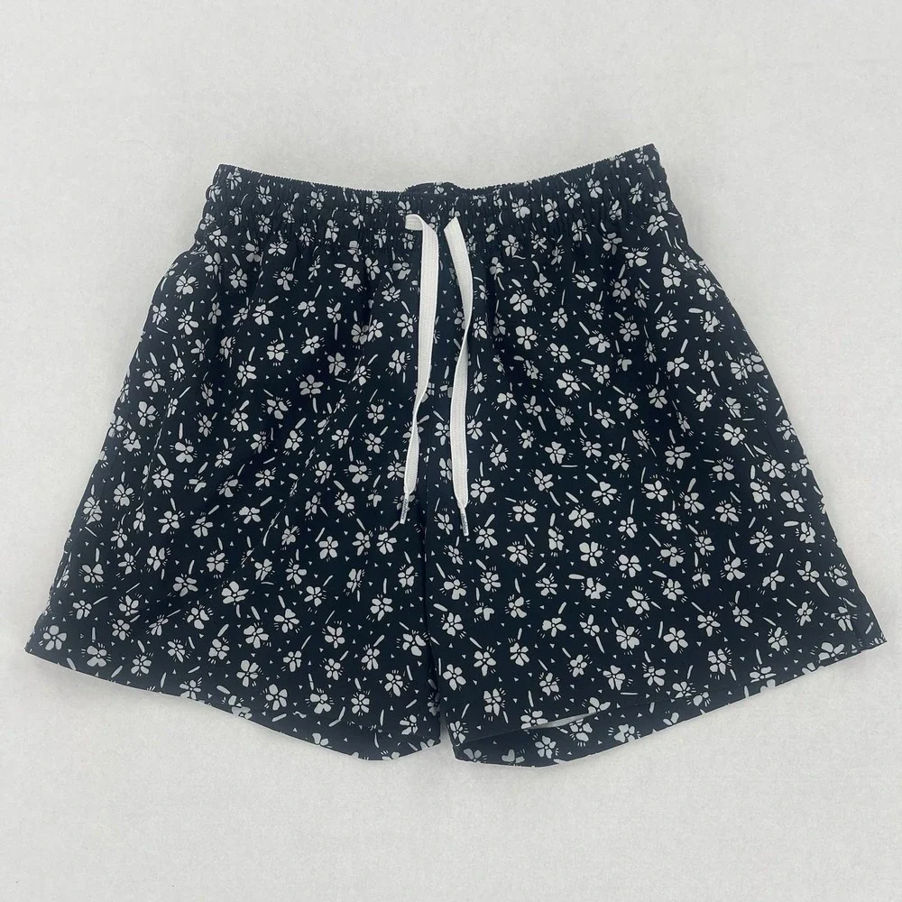 Chubbies Swim Trunks Mens S Black Floral Print 5.5